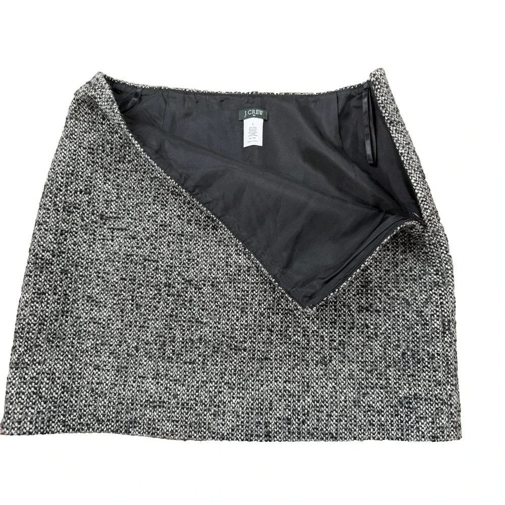 J. Crew Grey Wool Blend Tweed Mini Skirt Preppy Academia Office Women's Size 2